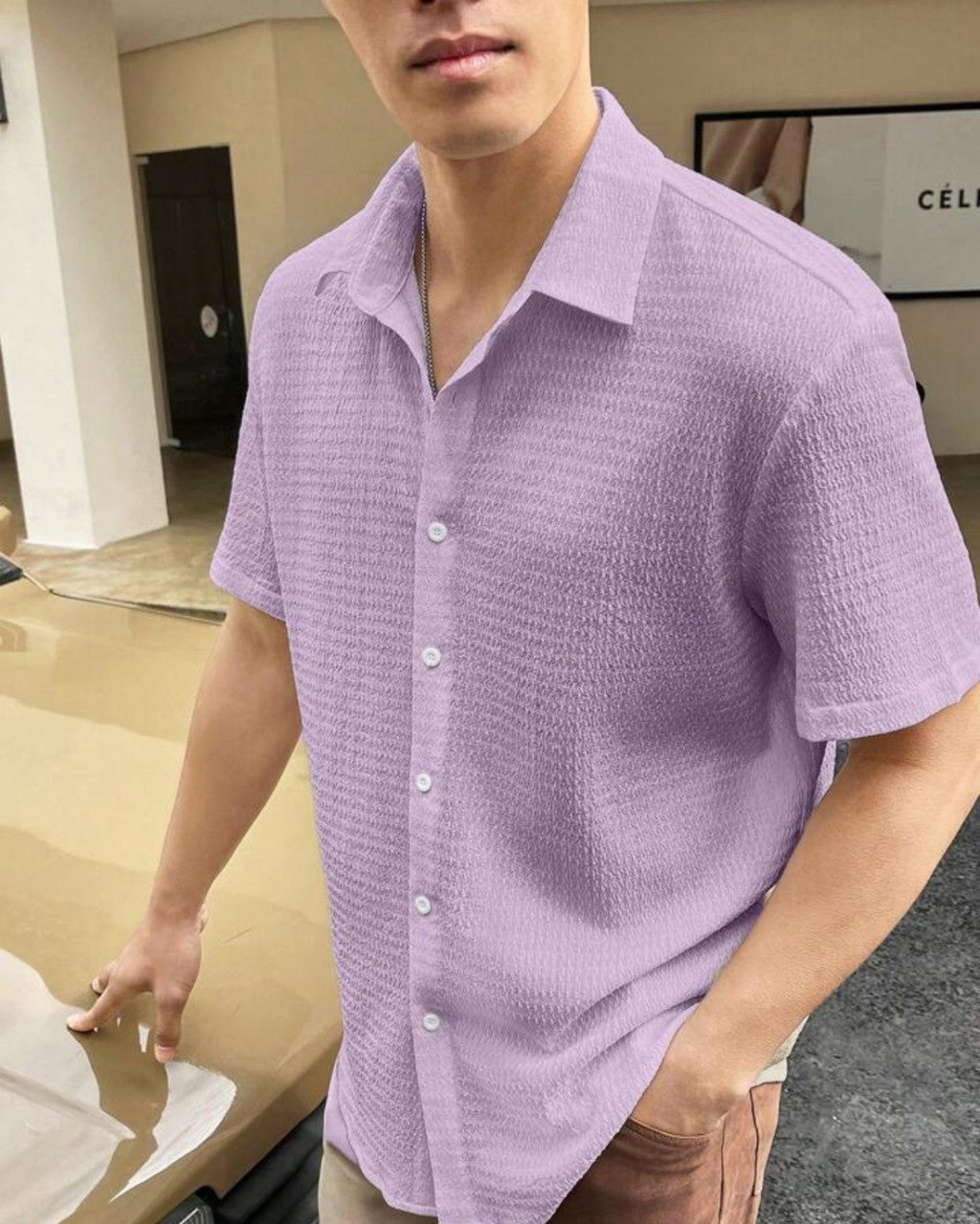 Levander Colour Men  Casual Wear Cotton Structured Shirt Dropshipera