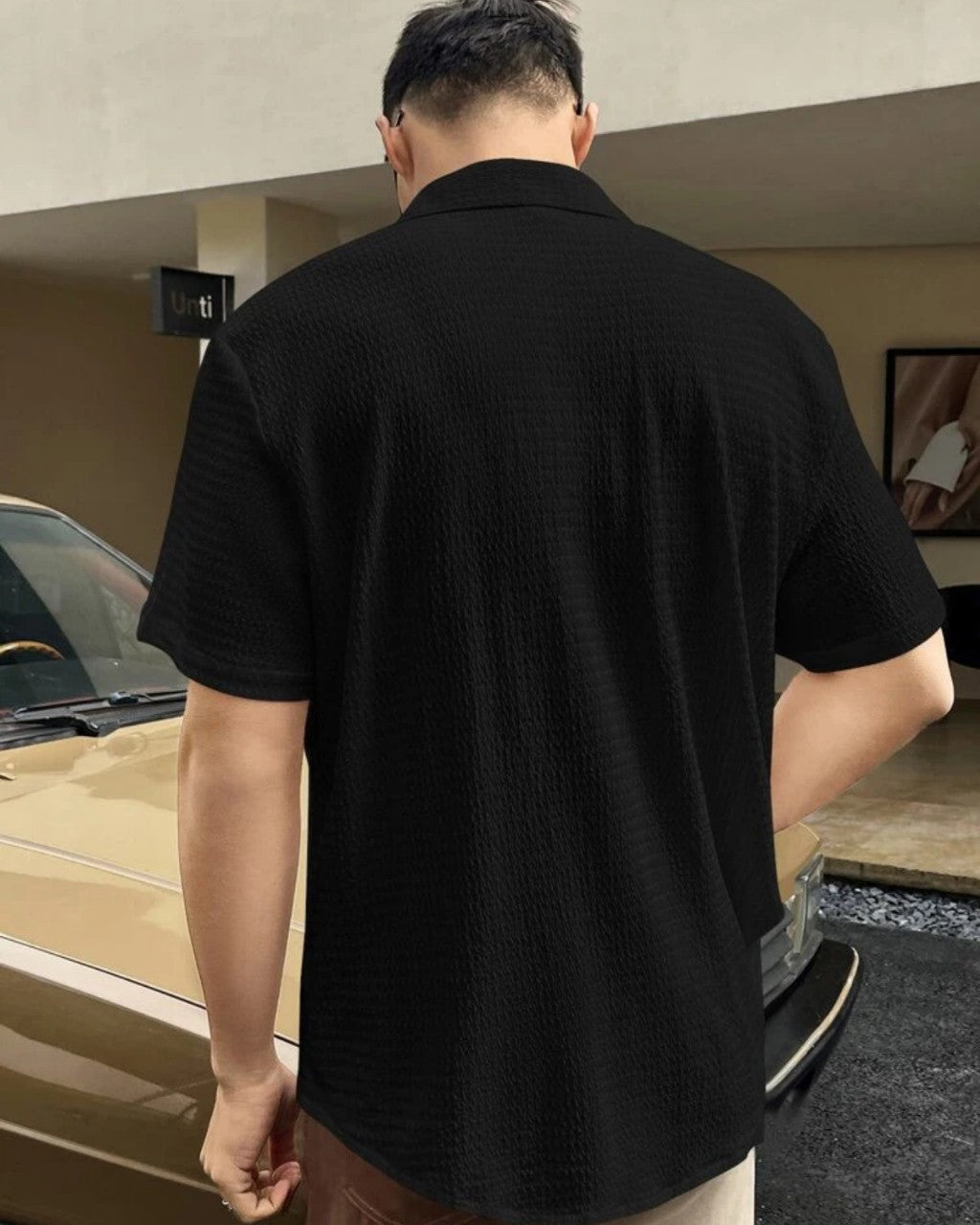 Black Colour Men Casual Wear Cotton Structured Shirt Dropshipera