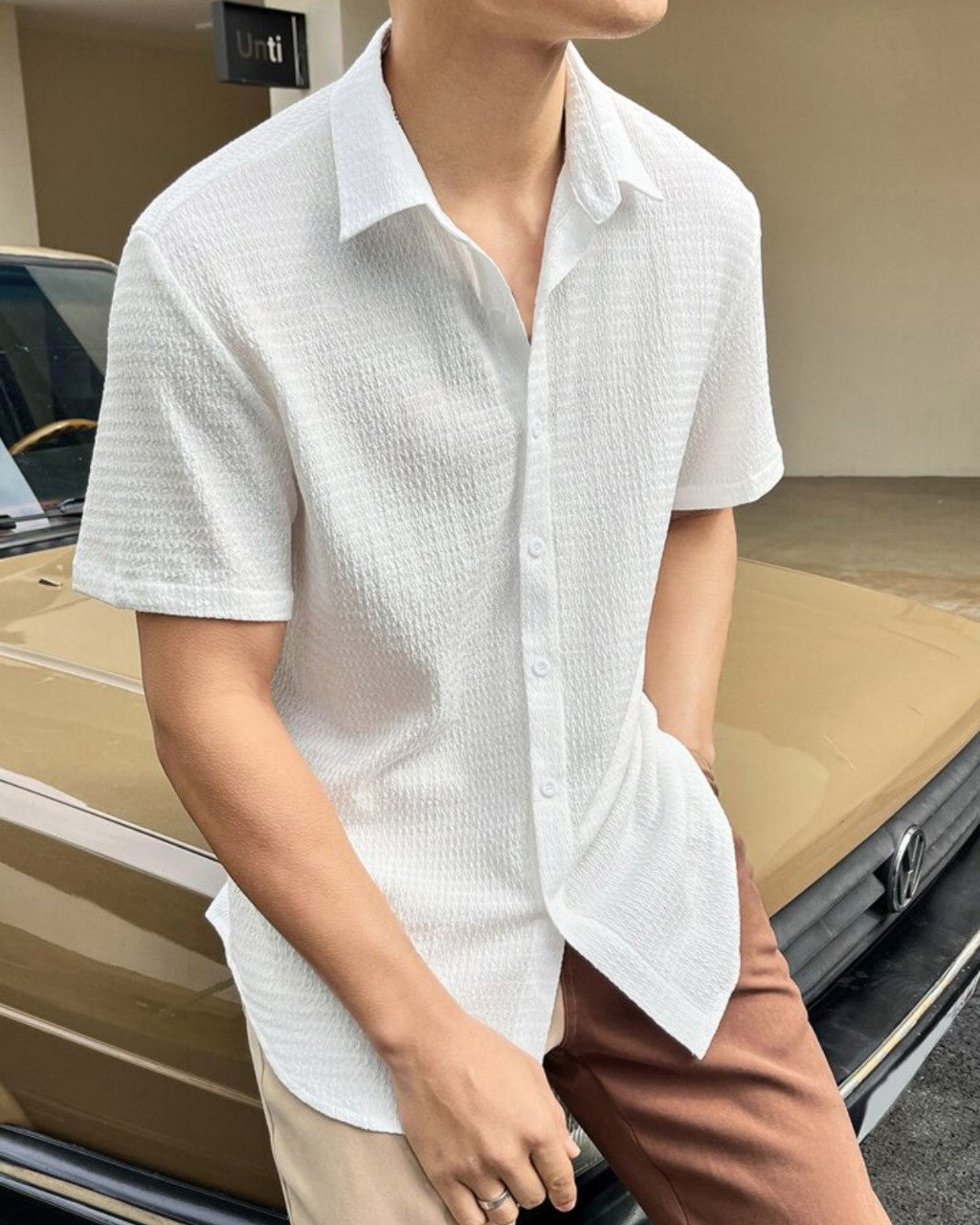 White Colour Men Casual Wear Cotton Structured Shirt Dropshipera