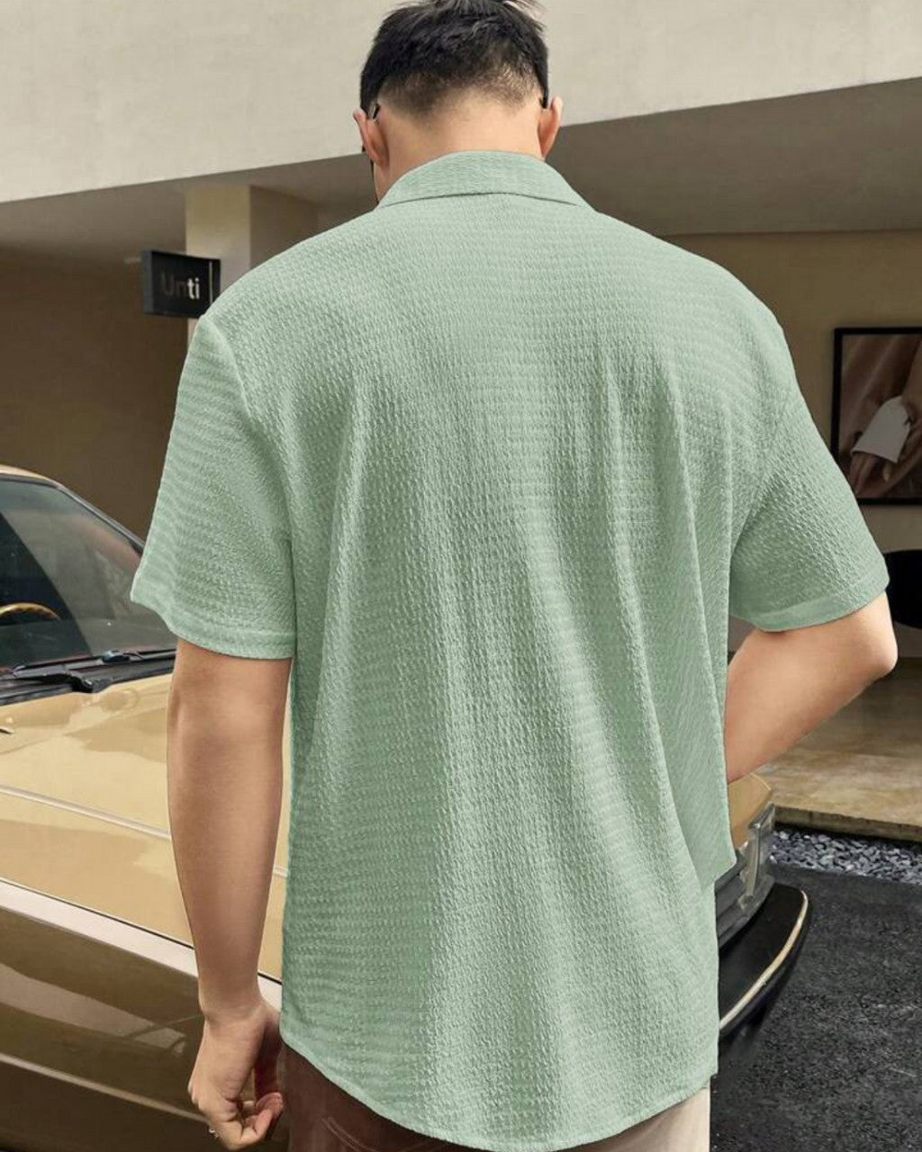 Light Green Colour Men's Casual Wear Cotton Structured Shirt Dropshipera