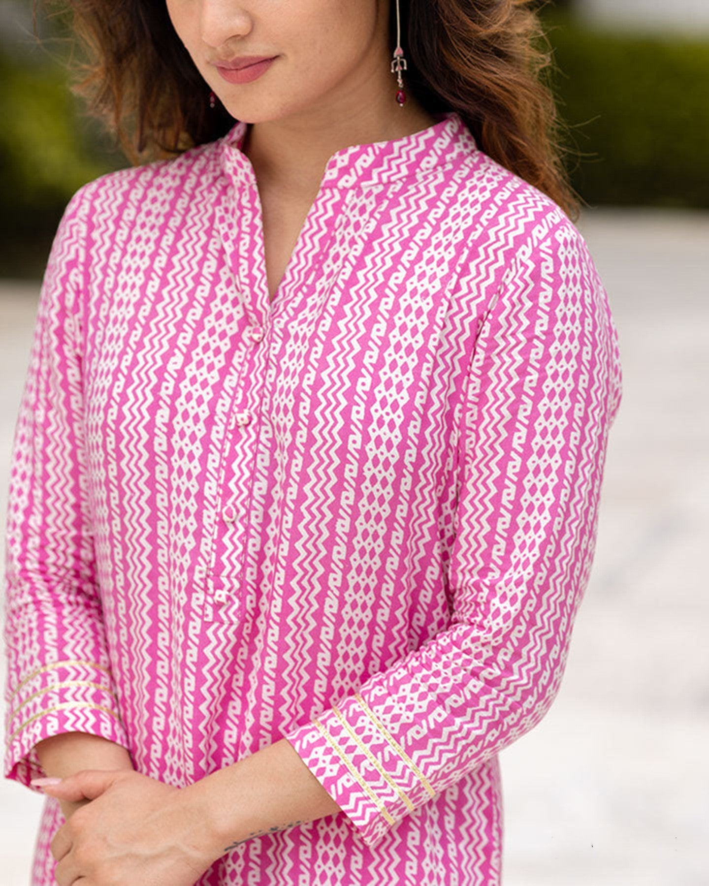 Pink Colour Pure Muslin Readymade Kurti With Bottom Set For Women's Dropshipera