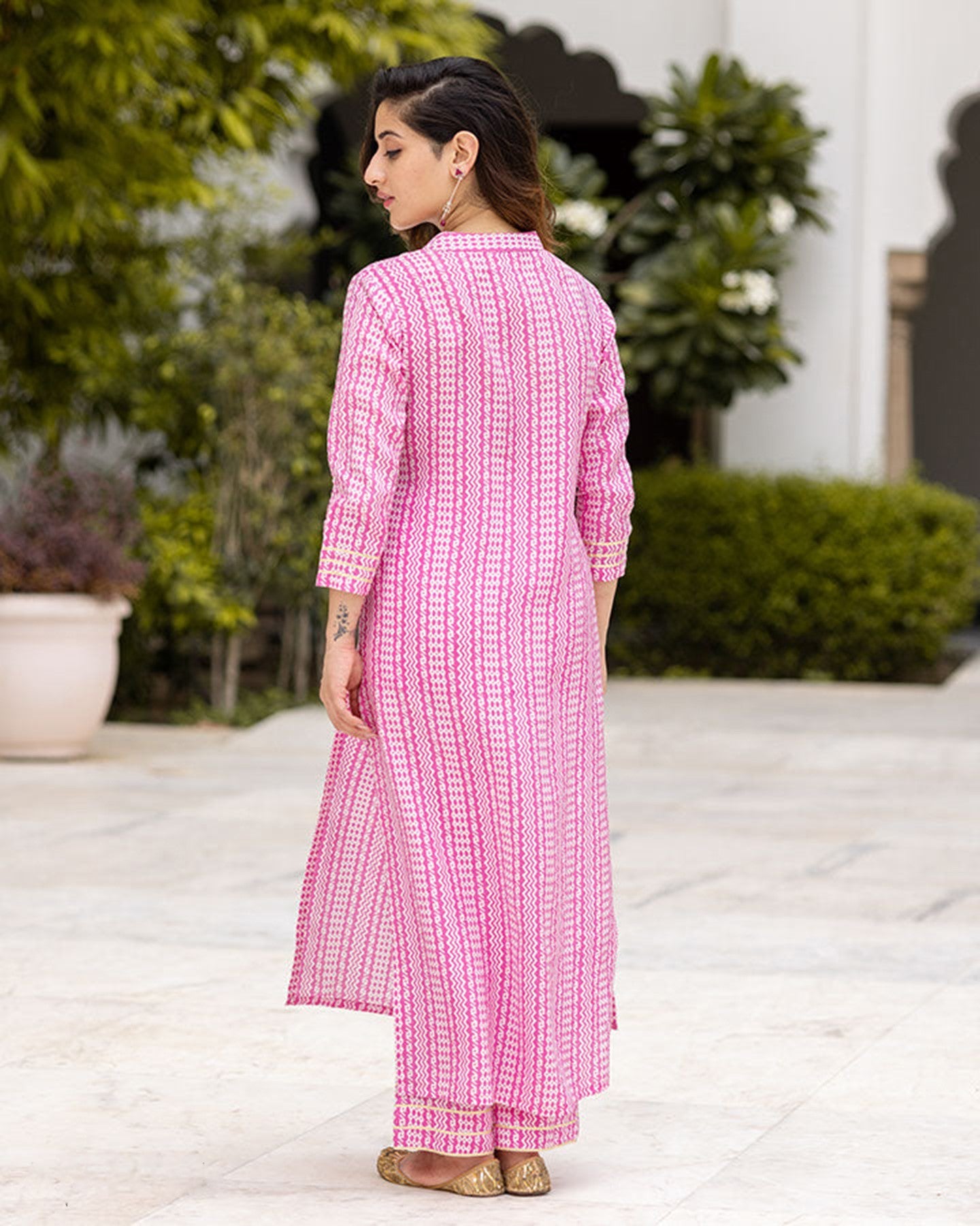 Pink Colour Pure Muslin Readymade Kurti With Bottom Set For Women's Dropshipera