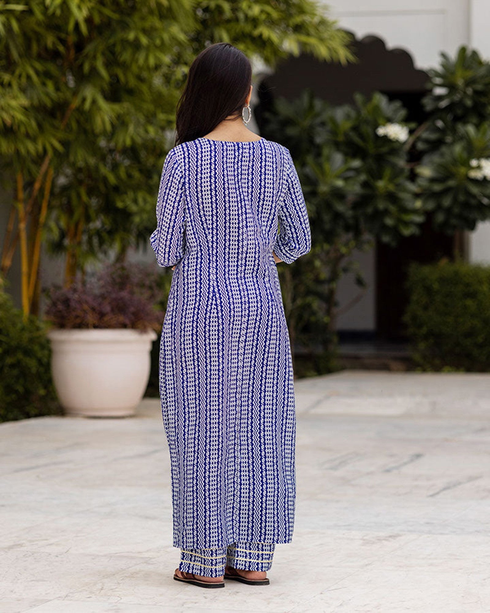 Blue Colour Pure Muslin Readymade Kurti With Bottom Set For Women's Dropshipera