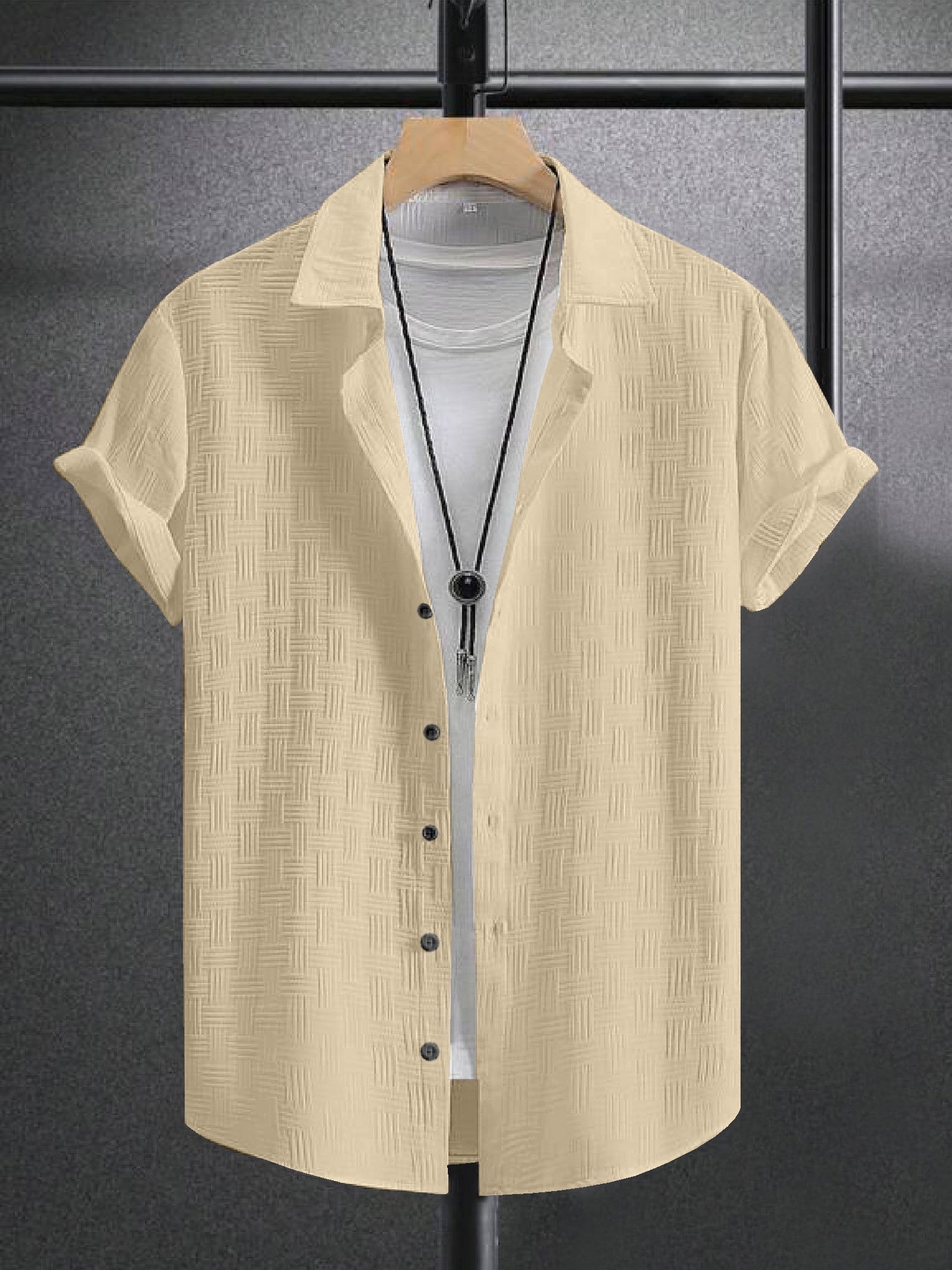 Yellow Colour Men's Casual Wear Short Sleeve Shirt Dropshipera