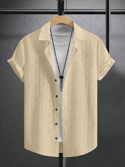 Yellow Colour Men's Casual Wear Short Sleeve Shirt Dropshipera