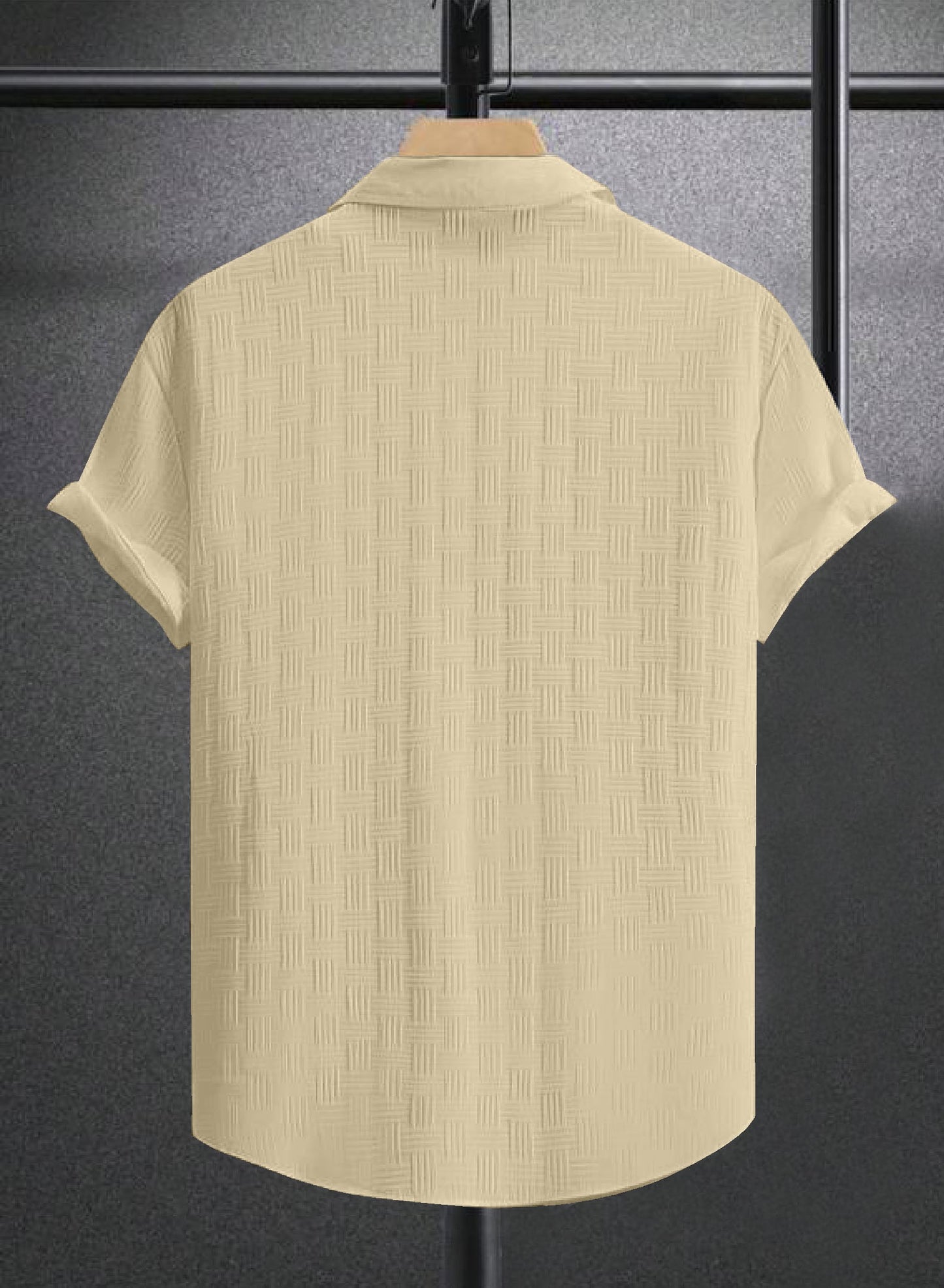 Yellow Colour Men's Casual Wear Short Sleeve Shirt Dropshipera