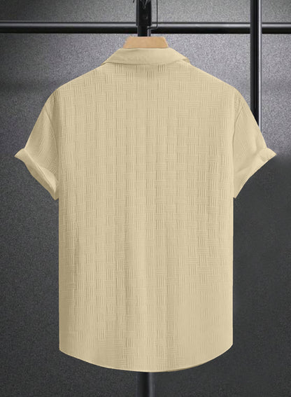 Yellow Colour Men's Casual Wear Short Sleeve Shirt Dropshipera
