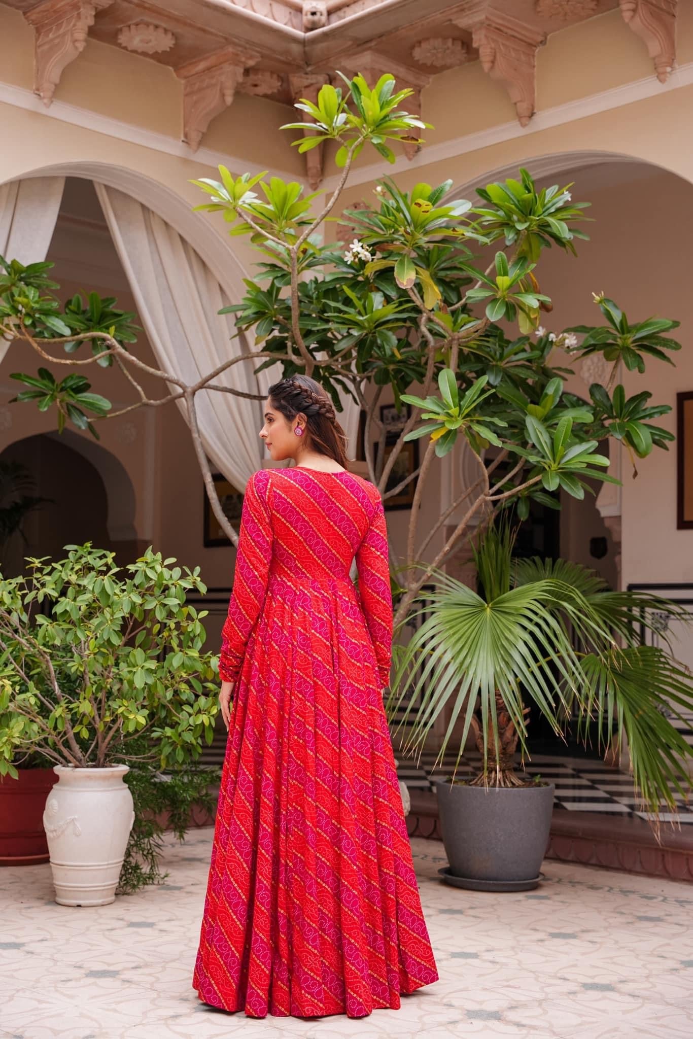 Beautiful Printed Shrug Style Indo Western Gown For Women Dropshipera