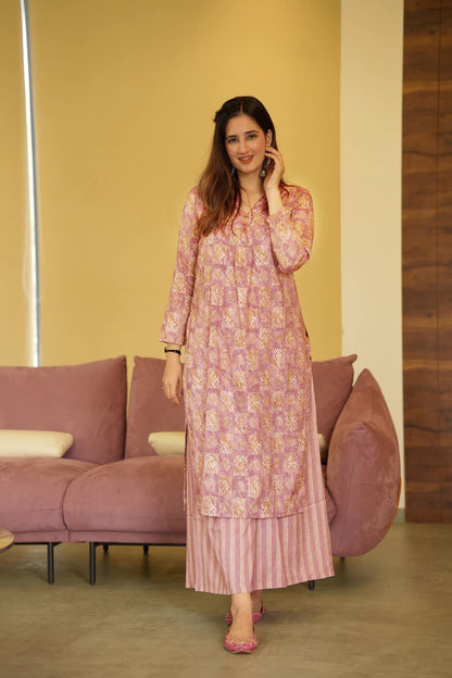 Beautiful Digital Printed Pure Muslin Casual Wear Kurti Palazzo Dropshipera