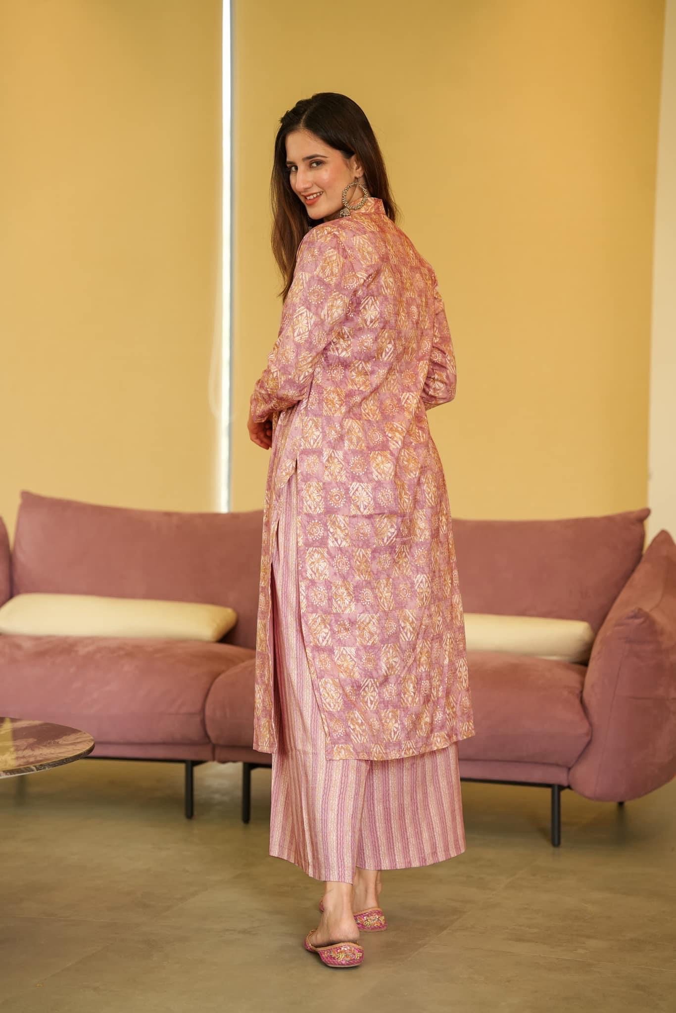 Beautiful Digital Printed Pure Muslin Casual Wear Kurti Palazzo Dropshipera