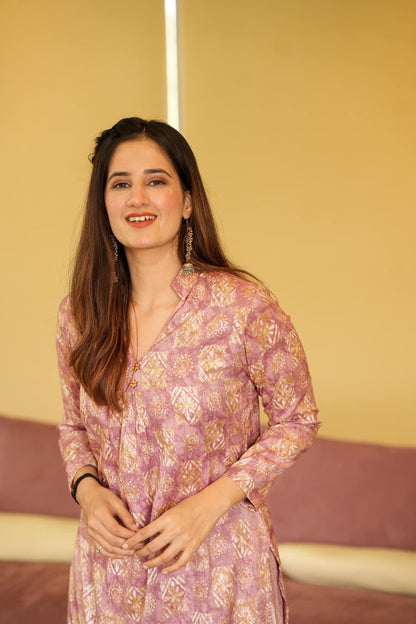 Beautiful Digital Printed Pure Muslin Casual Wear Kurti Palazzo Dropshipera