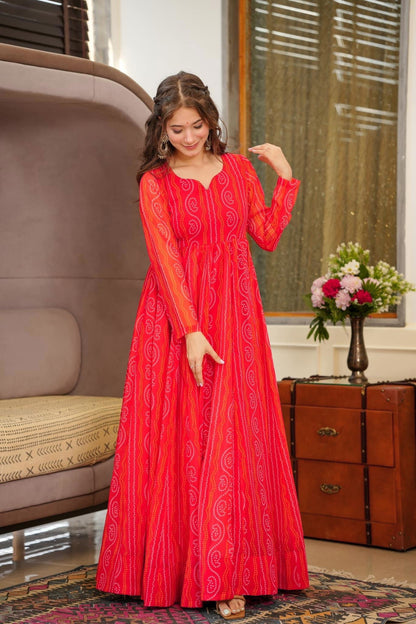 Red Color Beautiful and Stylish Full Flair Gown for Women Dropshipera
