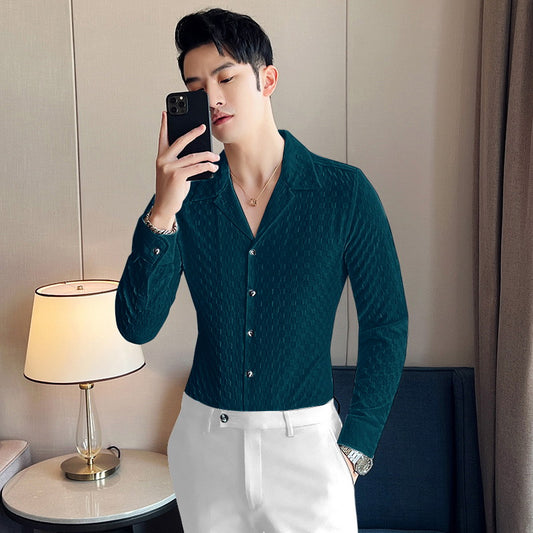 Dark Green Stylish Full Sleeve Casual Wear Shirt For Men Dropshipera