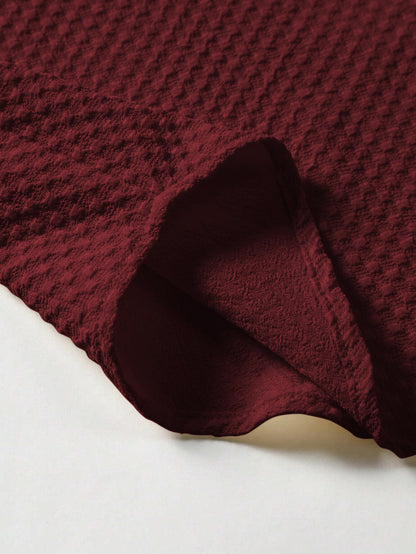 Maroon Men Regular Fit Solid Casual Half Sleeves Shirt Dropshipera