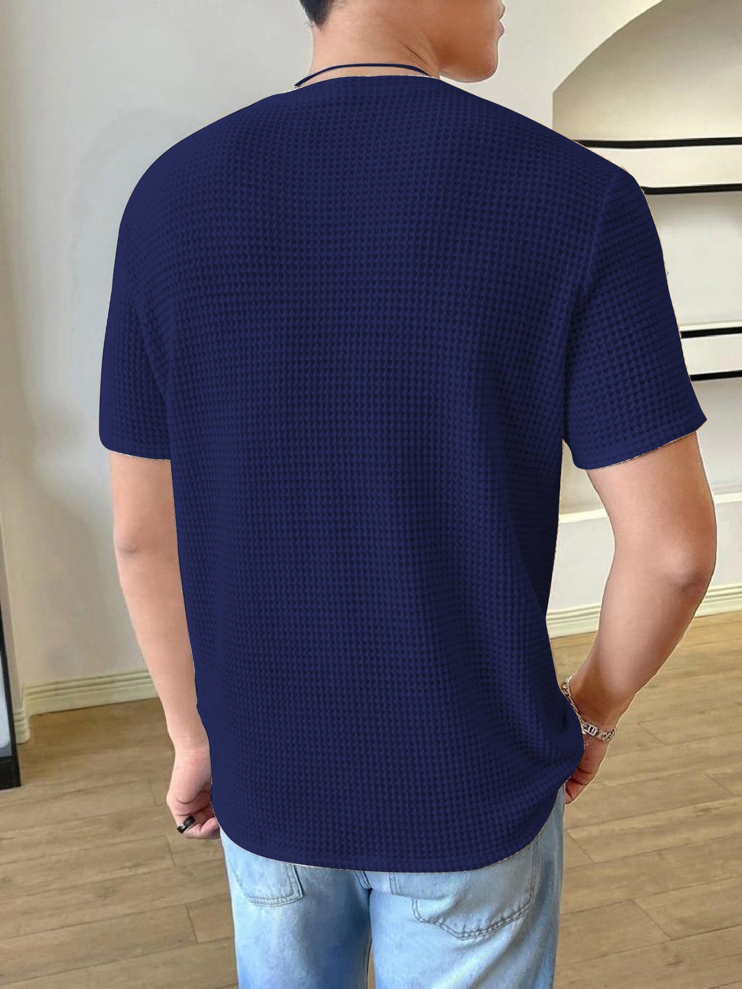 Blue Manfinity Hypemode Men Solid T-shirt Dropshipera