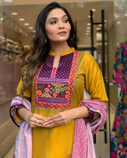 Women Embroidered Straight Kurta Set with Dupatta Dropshipera