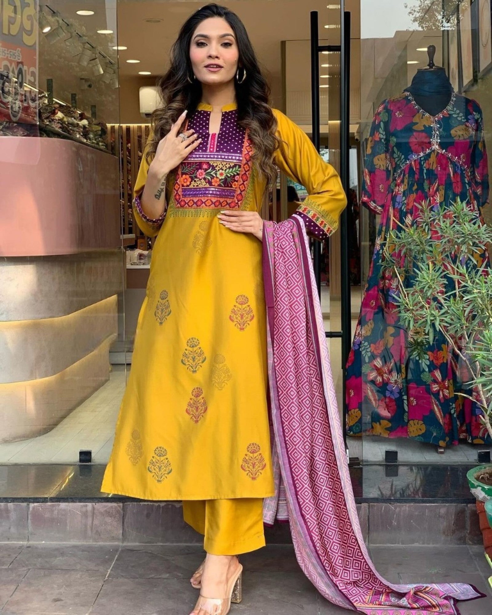 Women Embroidered Straight Kurta Set with Dupatta Dropshipera