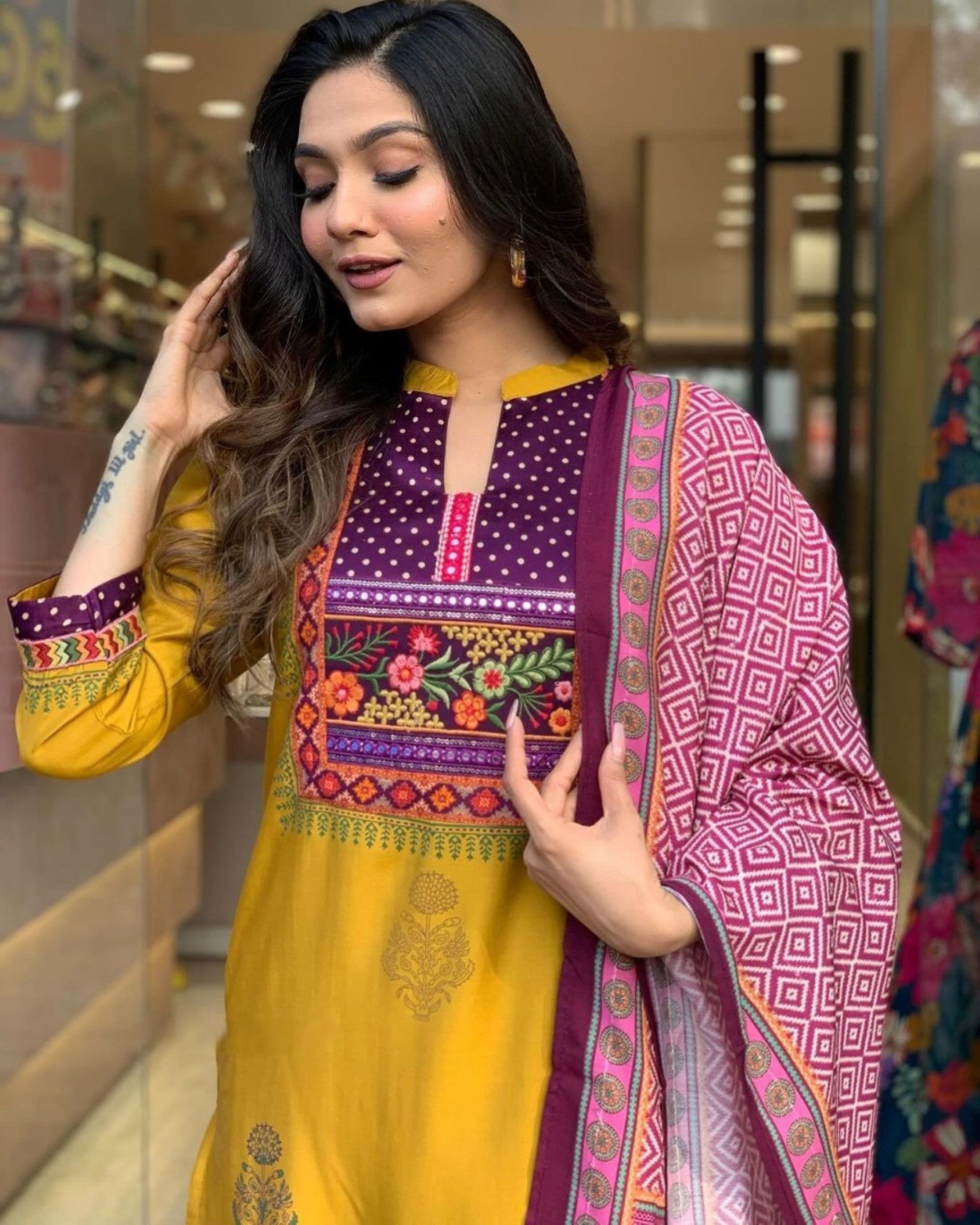 Women Embroidered Straight Kurta Set with Dupatta Dropshipera