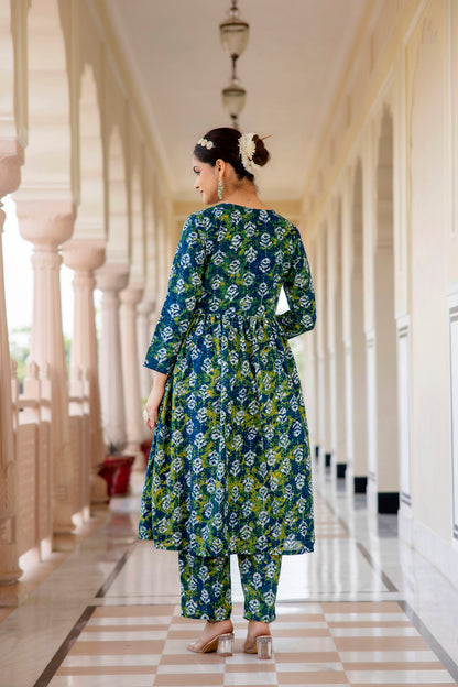 Women Printed A-Line Kurta and Pant Set with Dupatta Set Dropshipera