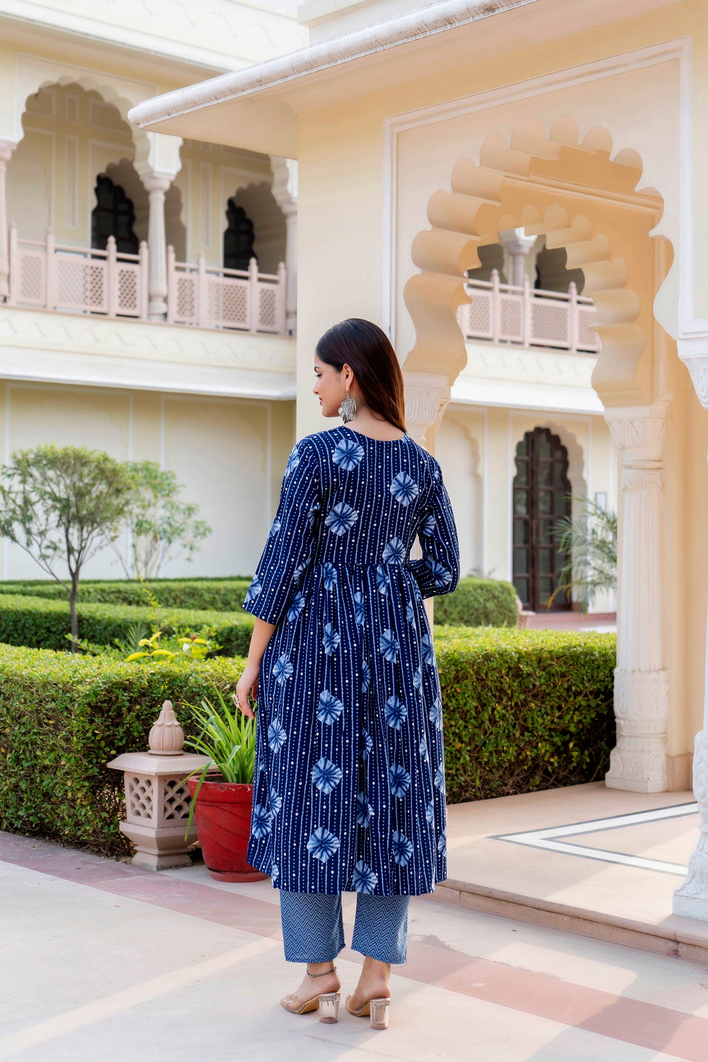 Women Blue Indigo Kurta and Pant Set With Dupatta Dropshipera