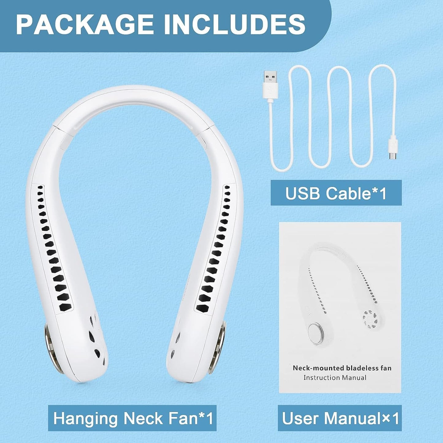 USB Portable Neck Fan, with Strong Airflow, Portable Cooling Fan Speed Adjustable Dropshipera
