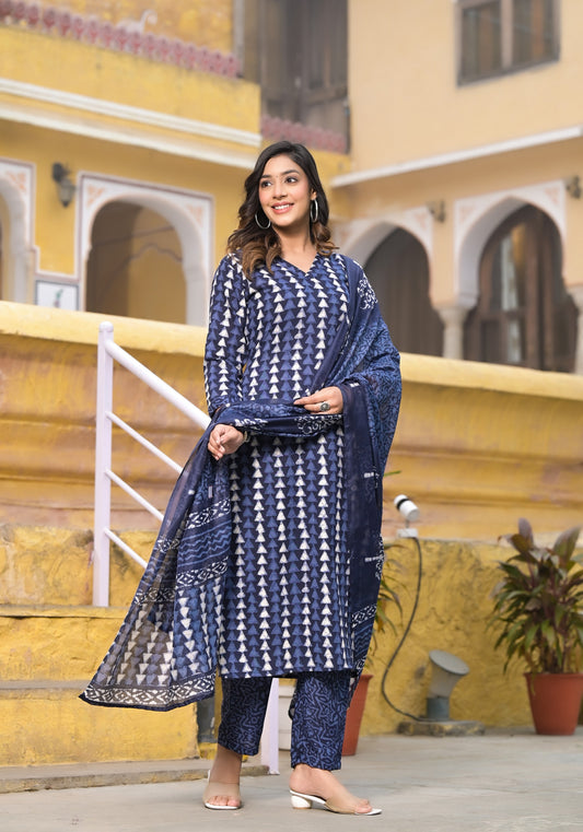 Blue Color Beautiful and Stylish Kutra set with Pant and Dupatta Dropshipera