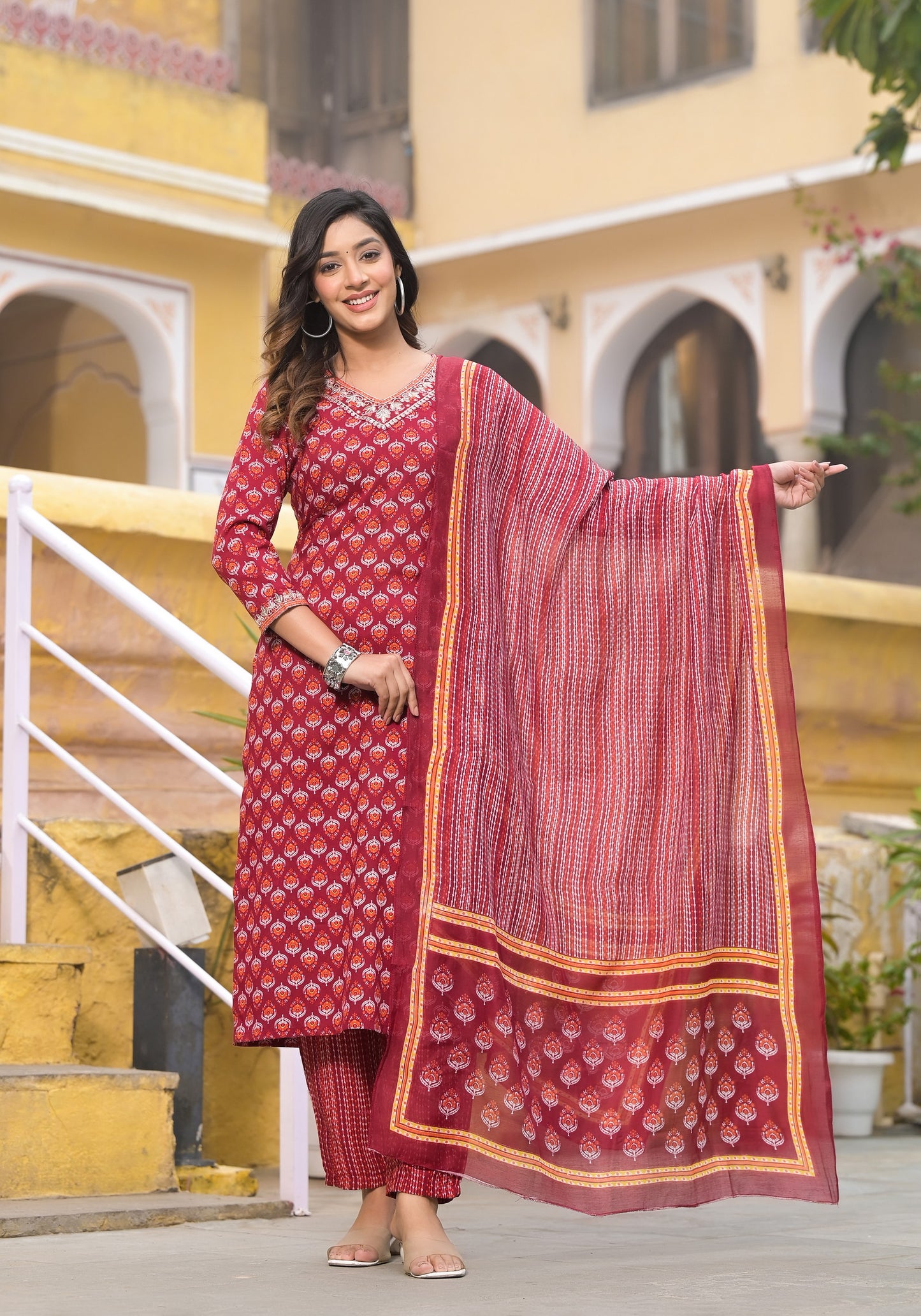 Beautiful and Elegant Designer Kurta Set with Bottom and Dupatta Dropshipera