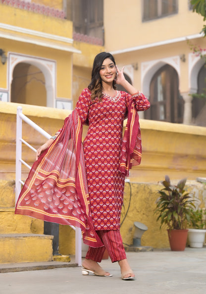 Beautiful and Elegant Designer Kurta Set with Bottom and Dupatta Dropshipera