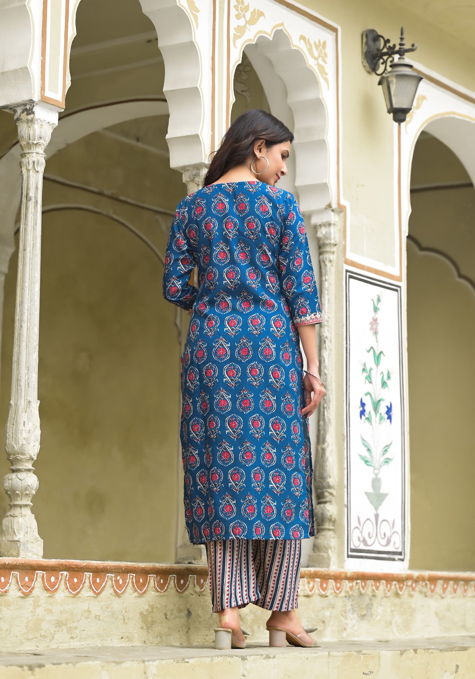 Aqua Blue color Simple and Beautiful Kurta set With Bottom and Dupatta Dropshipera