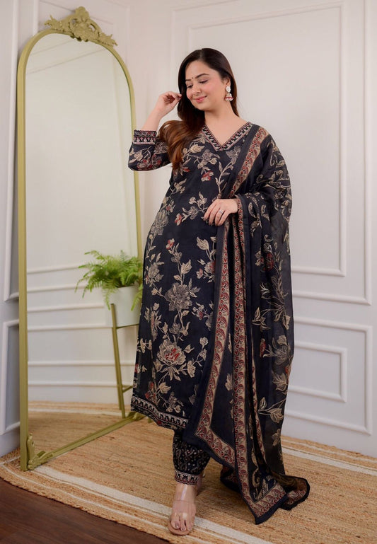 Beautiful Designer Pure Cotton Full Stiched Kurti Pant with Dupatta Dropshipera