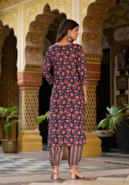Women Printed Kurta Set With Pant and dupatta Dropshipera