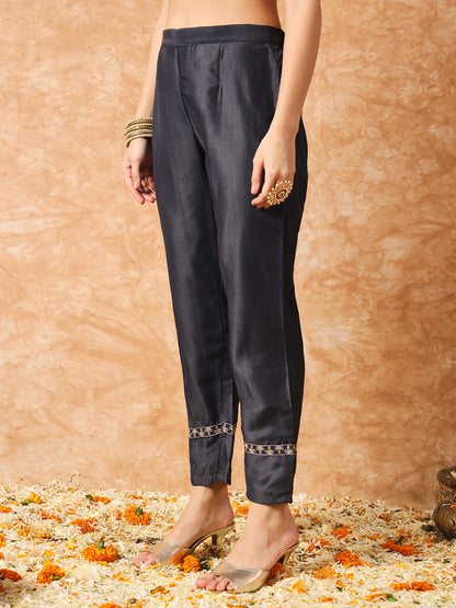 Designer Sequence Embroidery Work Chinon Kurta with Trousers & Dupatta Dropshipera