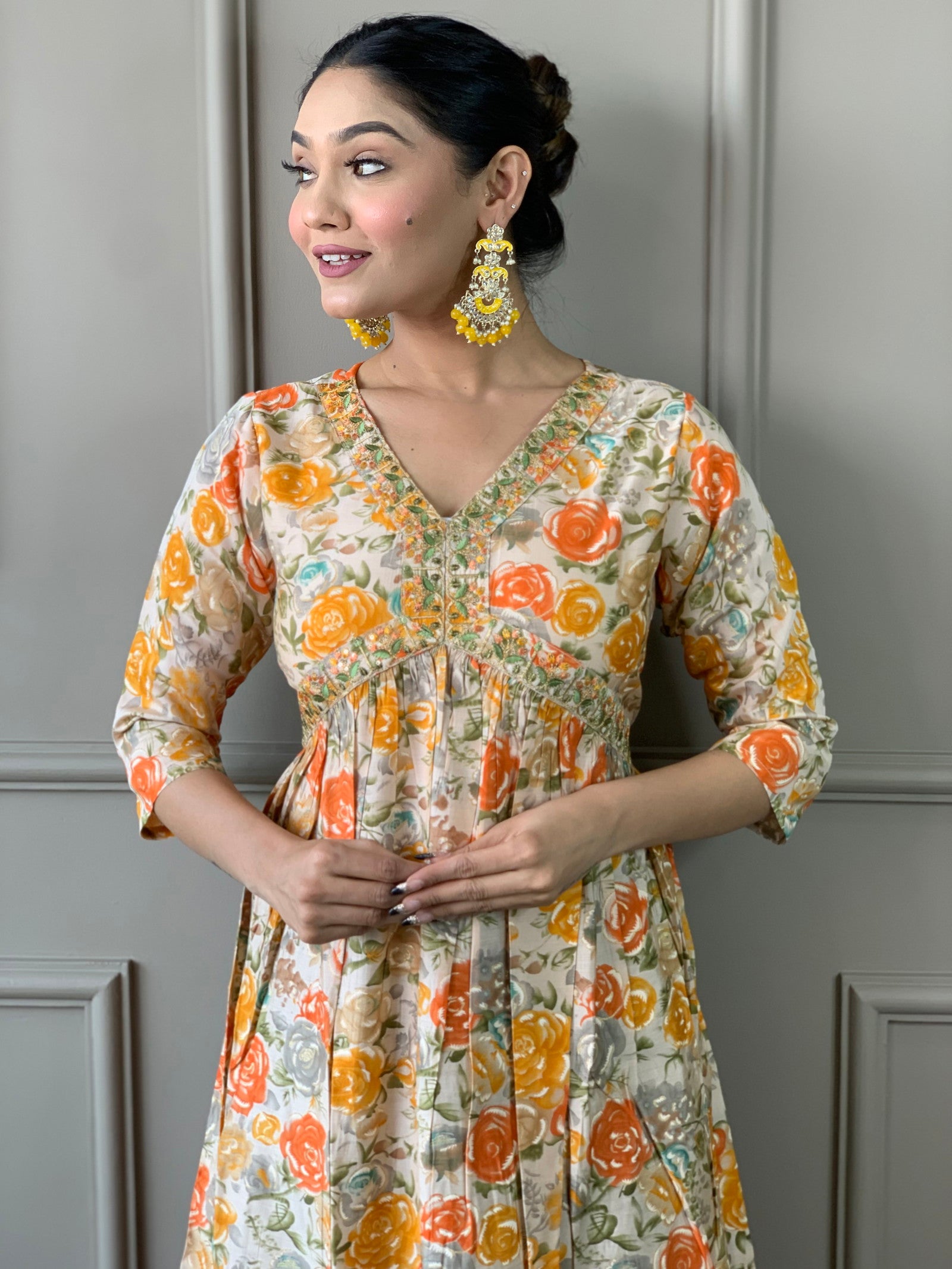 Women Printed and Embroidered Viscose Rayon kurta set Dropshipera