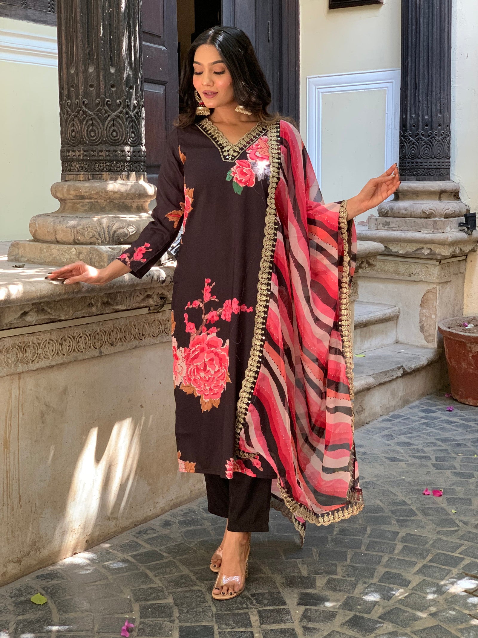 Designer Women Straight Kurta And Pant With Dupatta Set Dropshipera