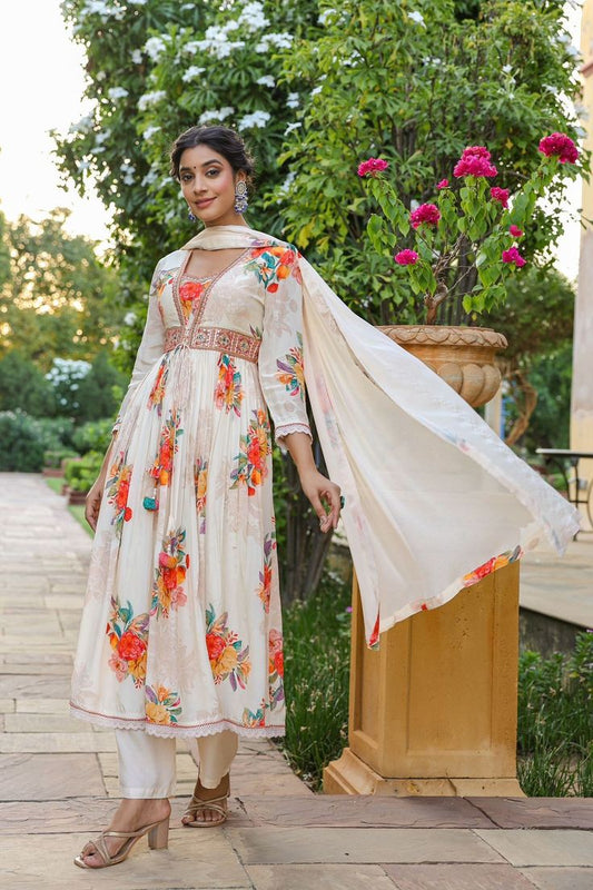 Women's Viscous Rayon Kurta Set With Printed Dupatta Set Dropshipera