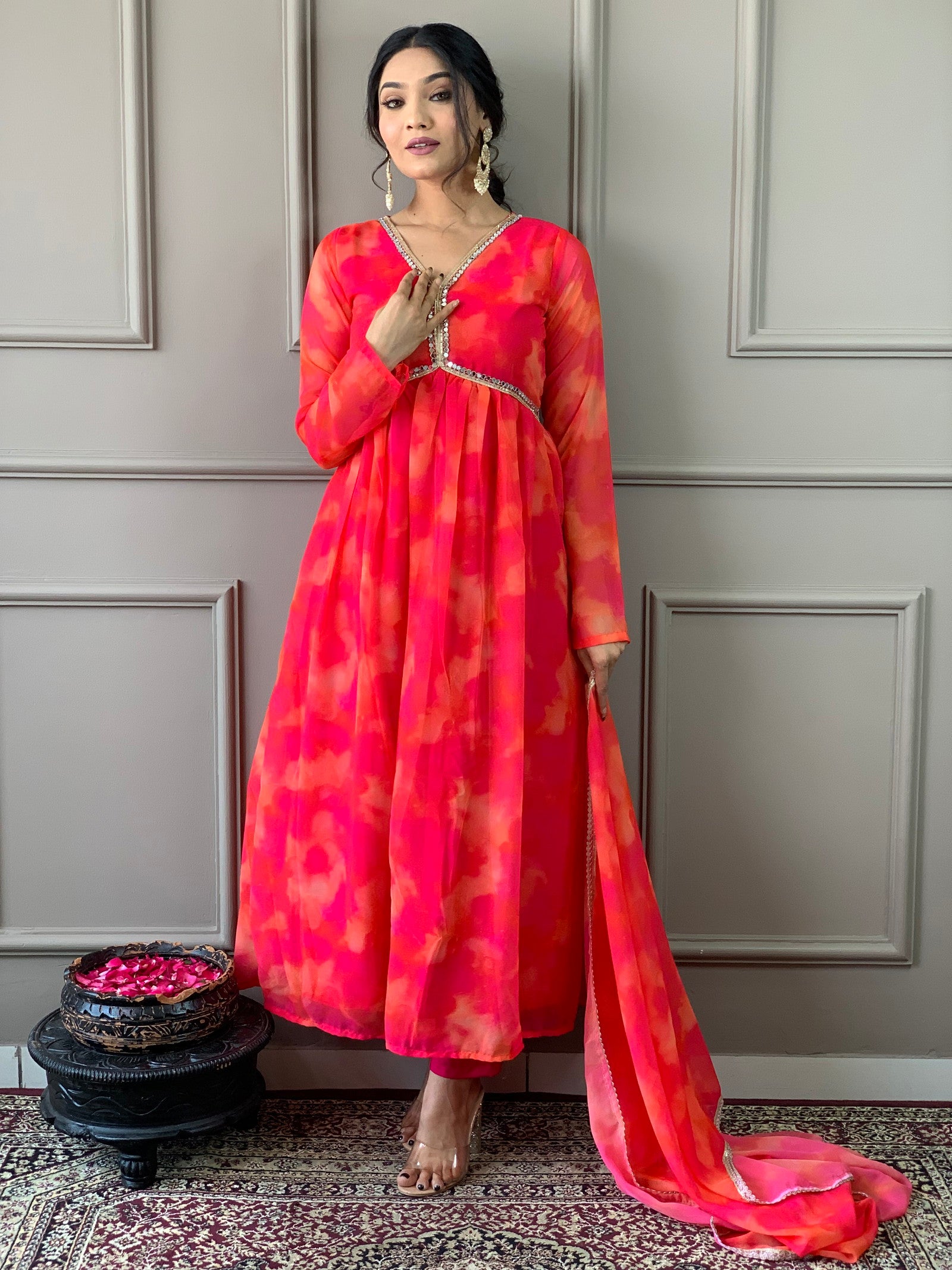 Beautiful Suit In Alia Design With Pant And Dupatta Dropshipera