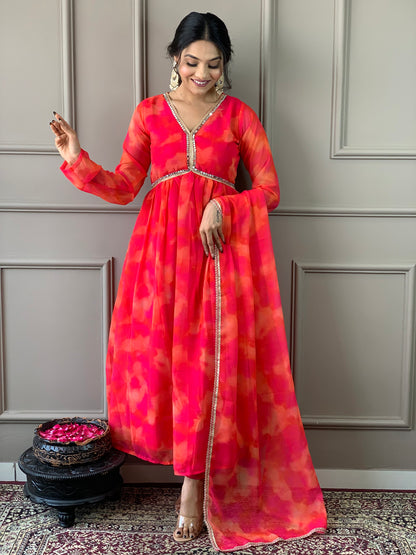 Beautiful Suit In Alia Design With Pant And Dupatta Dropshipera