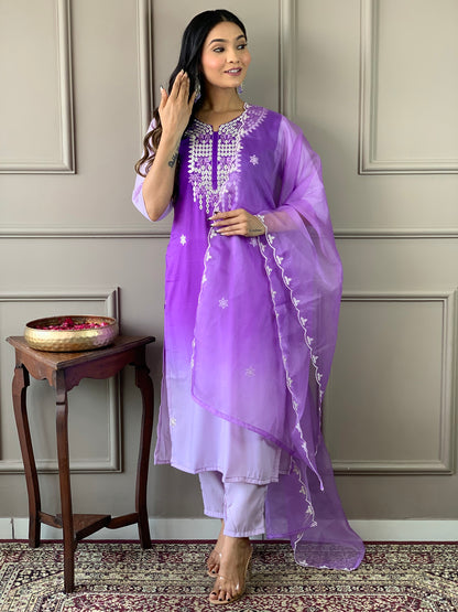 Beautiful  Designer Kurta  With Pant And Dupatta Dropshipera