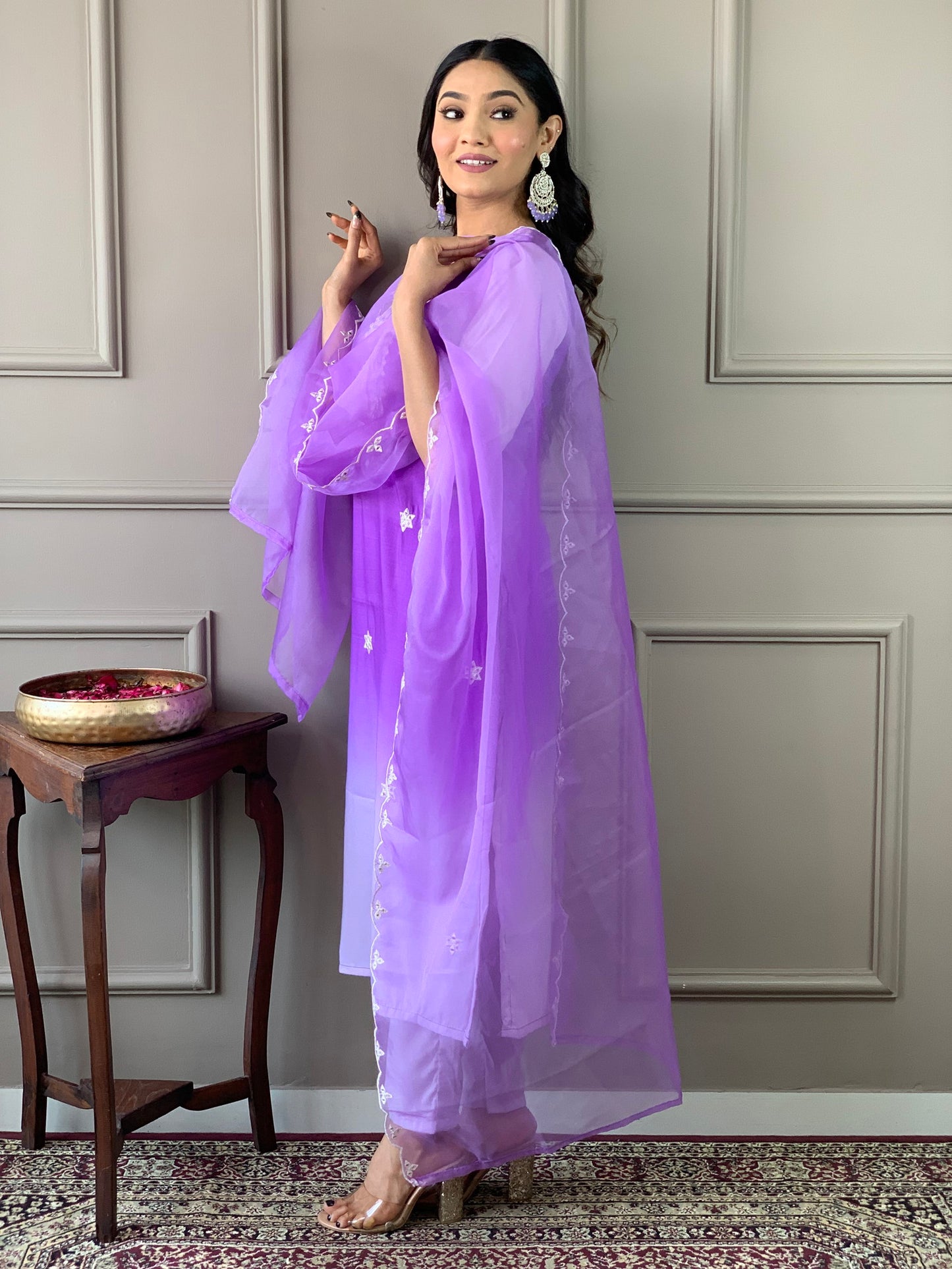 Beautiful  Designer Kurta  With Pant And Dupatta Dropshipera