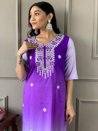 Beautiful  Designer Kurta  With Pant And Dupatta Dropshipera