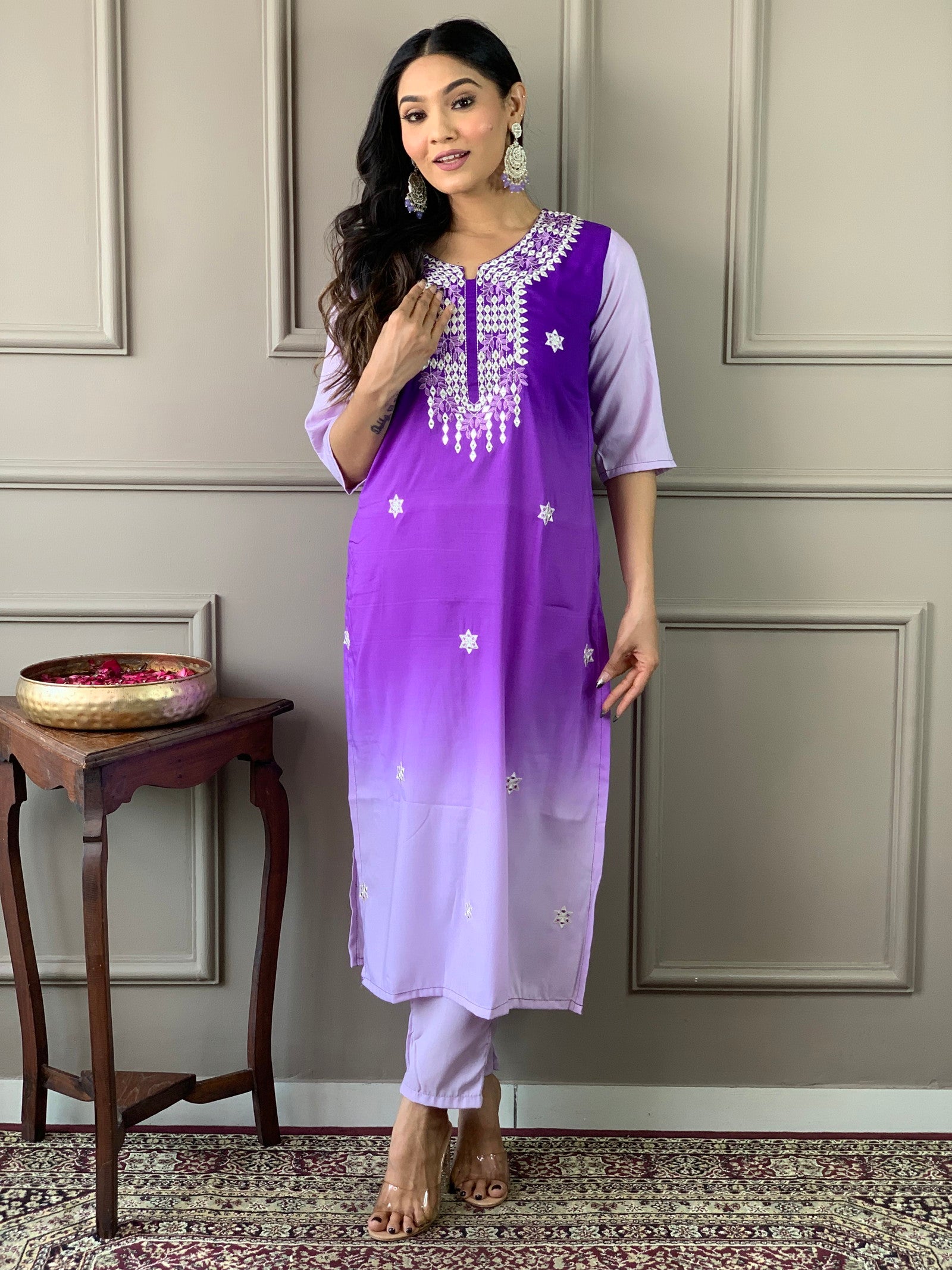 Beautiful  Designer Kurta  With Pant And Dupatta Dropshipera