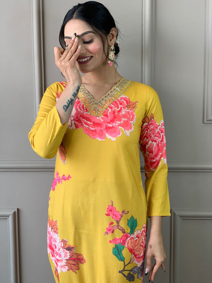 Designer Floral Kurta Set with Bottom and Dupatta Dropshipera