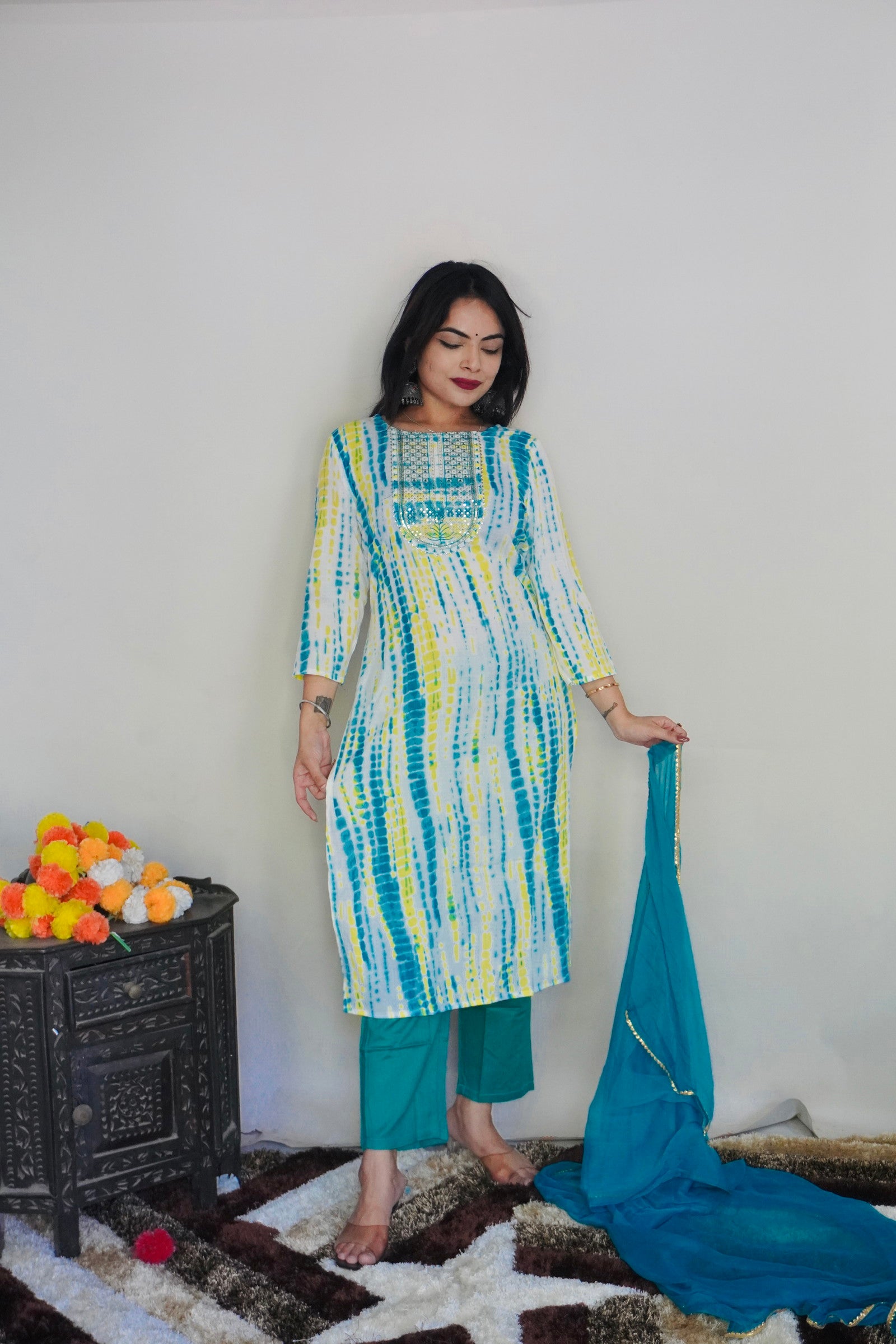 New Beautiful Design Rayon Suit With Pant Dropshipera