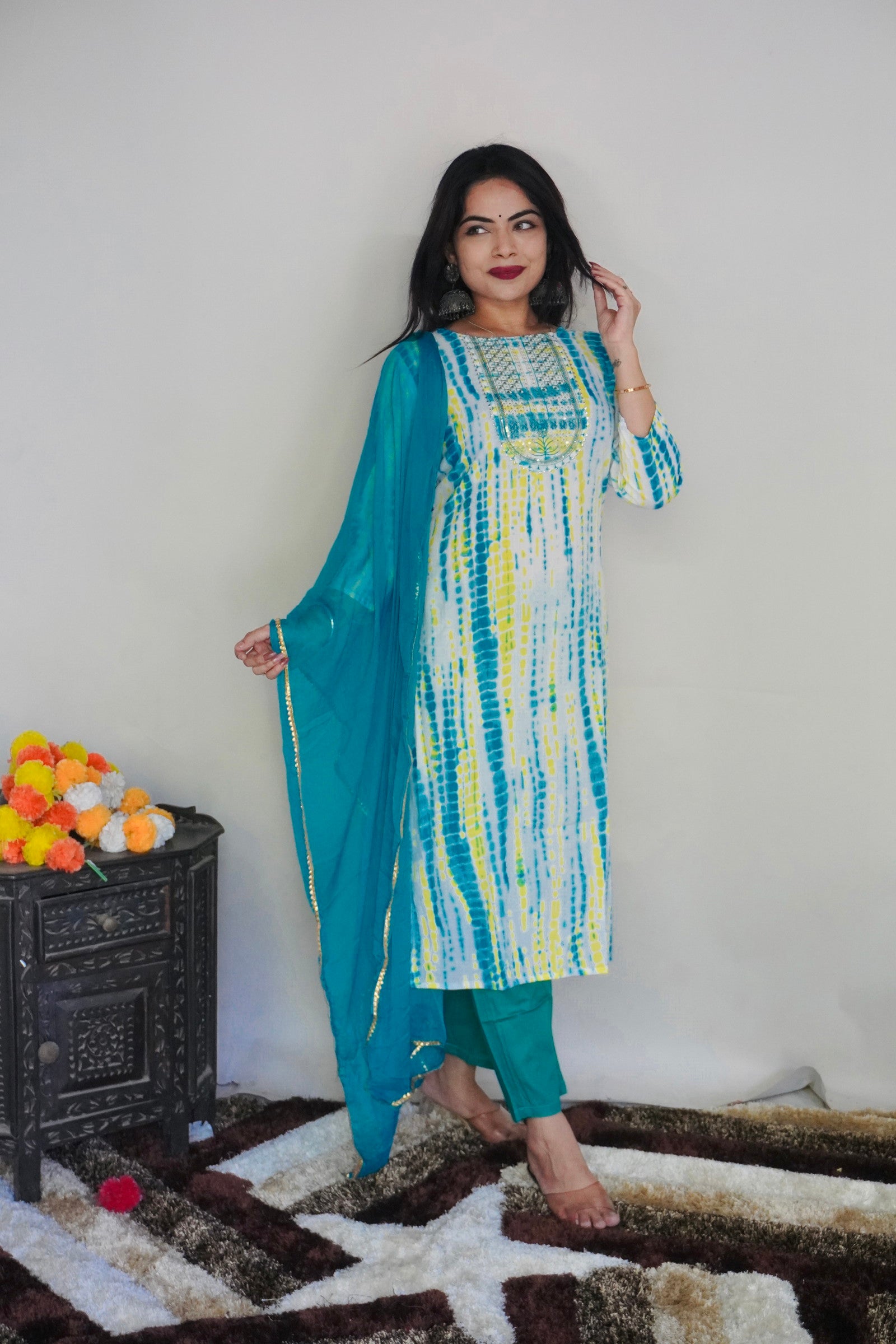 New Beautiful Design Rayon Suit With Pant Dropshipera