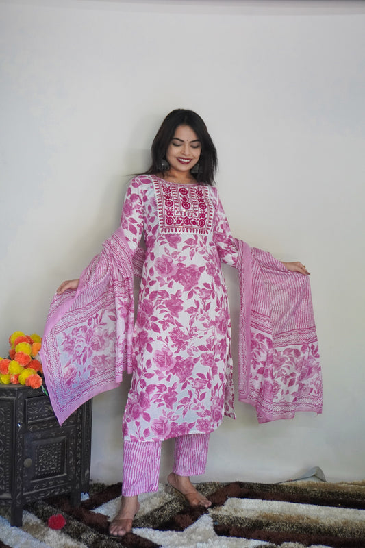 Beautiful Design Rayon Suit With Bottom And Dupatta Dropshipera