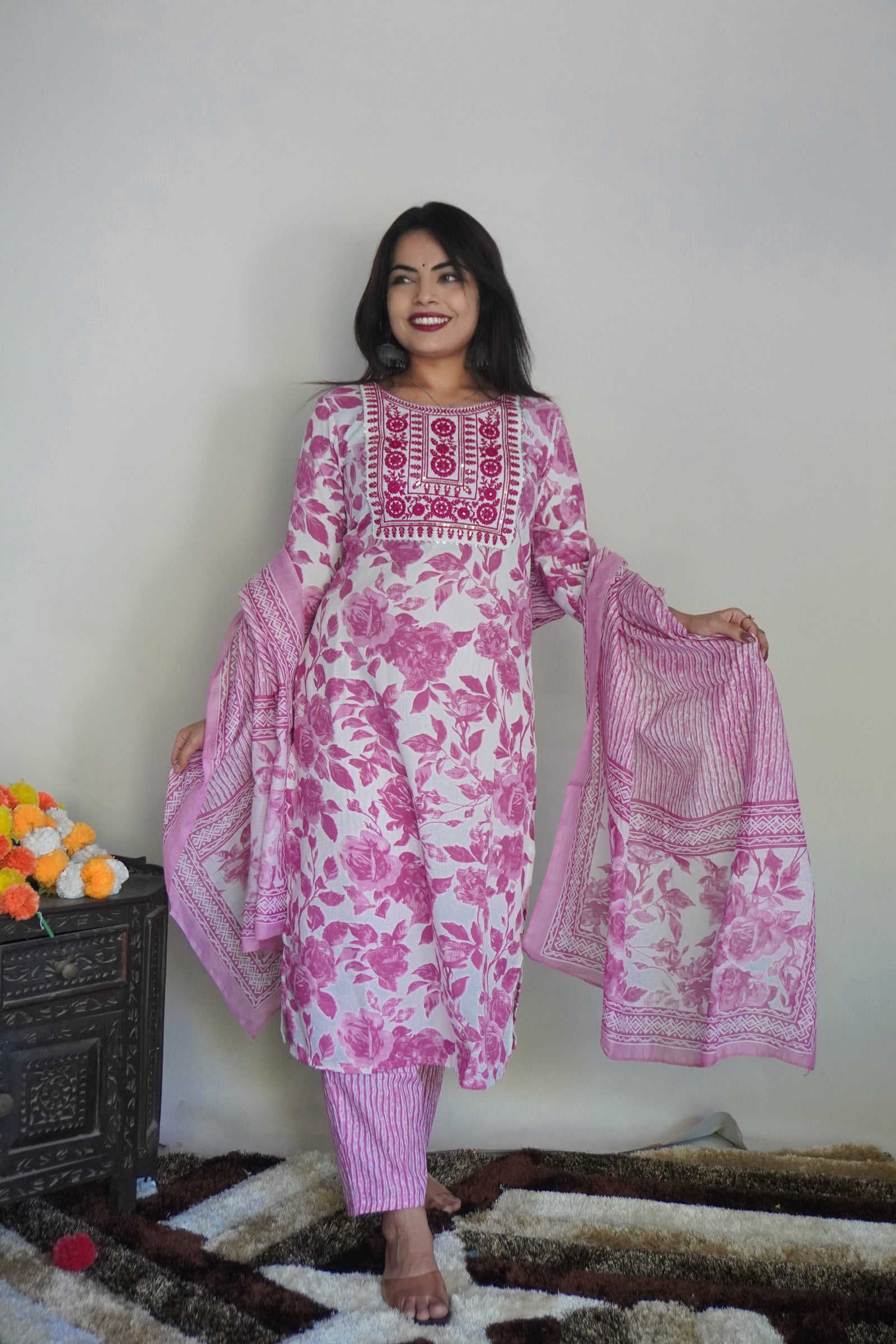 Beautiful Design Rayon Suit With Bottom And Dupatta Dropshipera