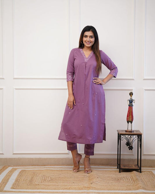 Women Embroidered Rayon Slub Straight Kurta With Pant Dropshipera