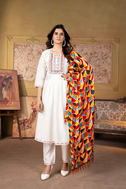 Women's Viscous Chanderi Kurta  With Silk Dupatta Set Dropshipera