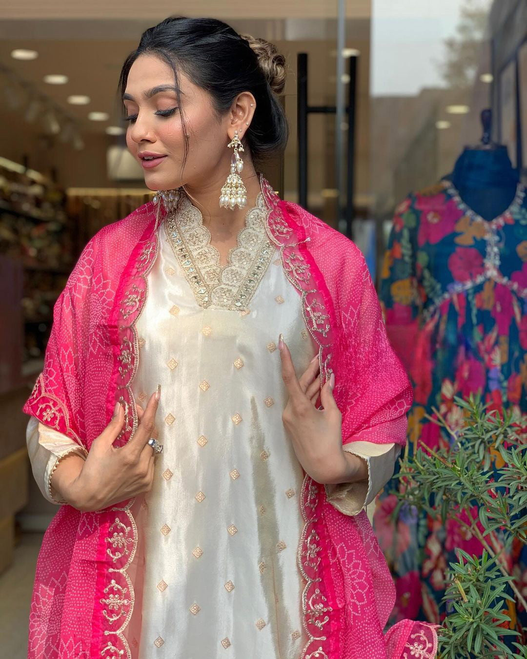 Designer Pure Viscose Jacquard Kurta With Pant And Heavy Dupatta Dropshipera