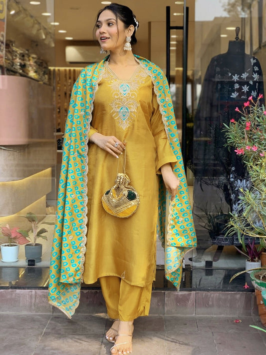 Beautiful Women's Viscous  Kurta With Pant And Cut Work Dupatta Dropshipera